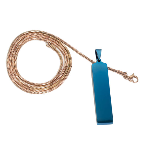 Stainless Steel Rose Gold Snake Chain with Blue Pendant
